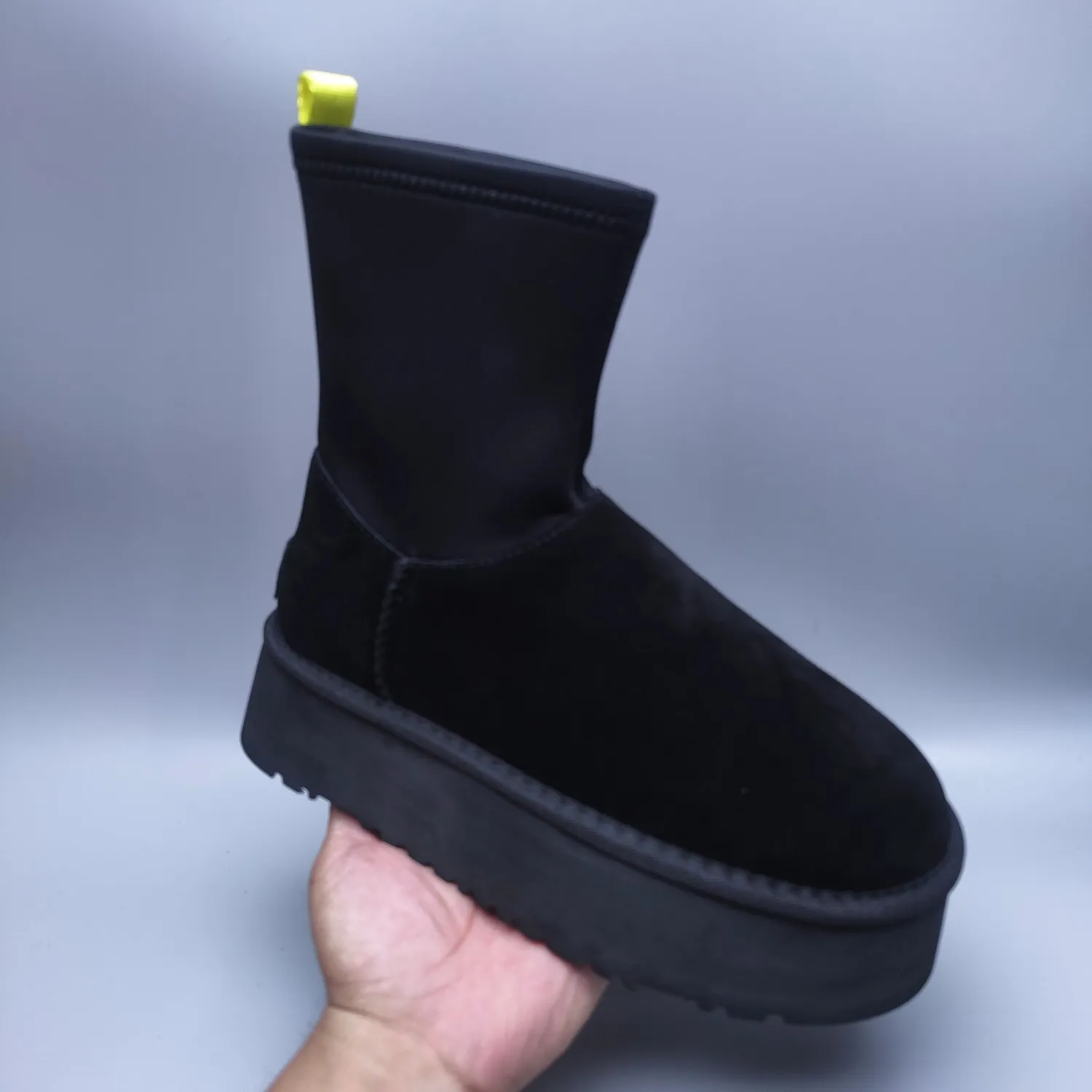 💰560 UGG sheepskin all-in-one snow boots 4031 Thick-soled elastic mid-cut casual style Color: Maroon Black Sand Size: 35-40